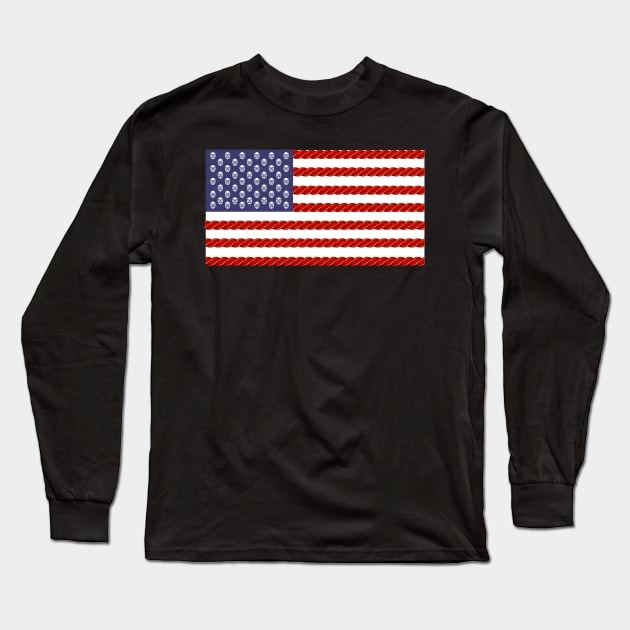 Wrestling USA Flag Full Long Sleeve T-Shirt by Wrestling Apparel 